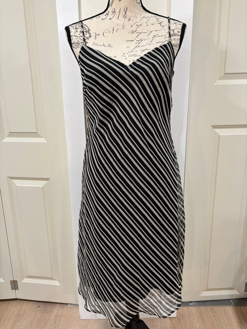Y2K Vintage Scarlett Slip Dress Size Juniors 7/8 Black & White Stripes